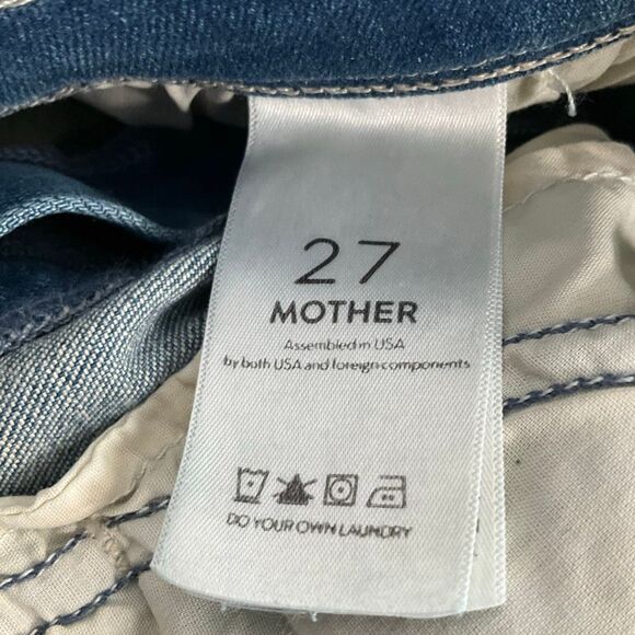 Mother Light Blue Denim The Weekender Fray Graffiti Girl Bootcut Jeans Size 27 - Picture 4 of 7